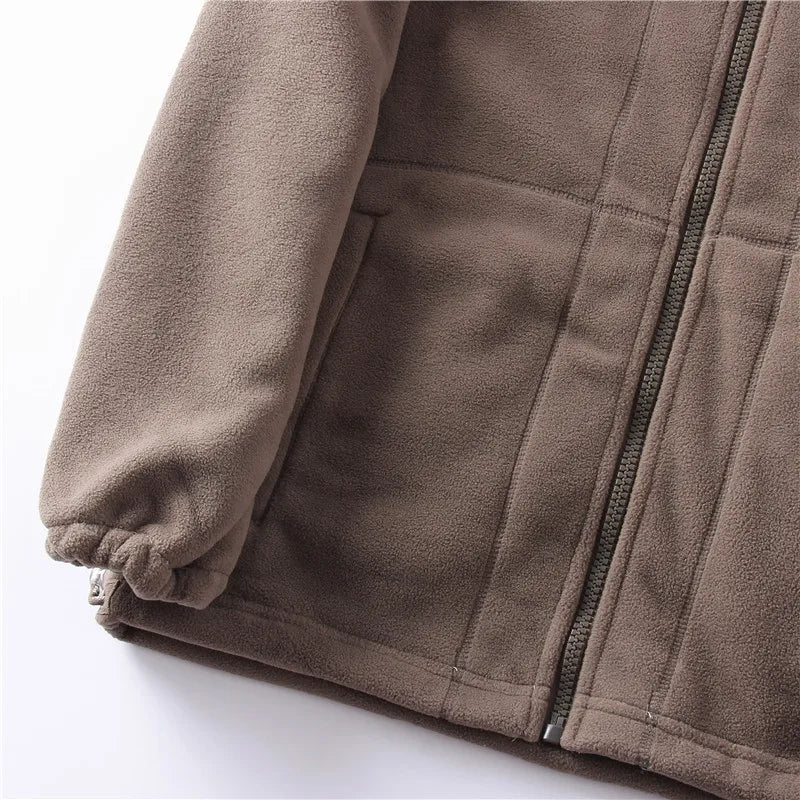 Drune | Lange Ärmel Fleece mit Reißverschluss Fleece Weste Jacke
