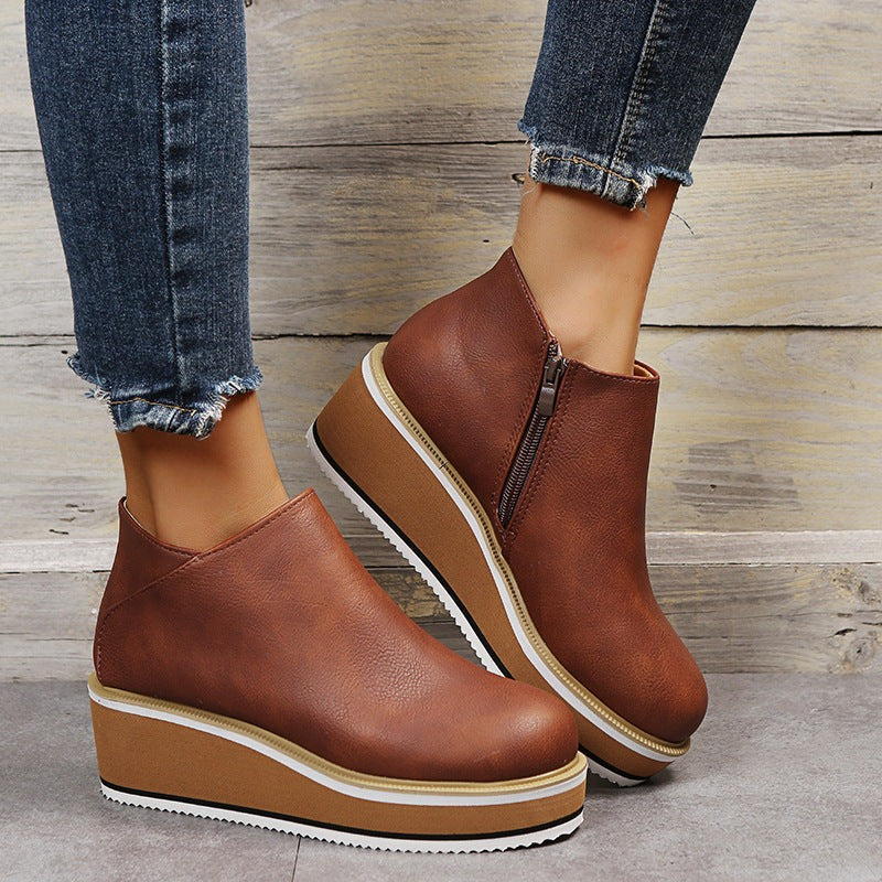 Drune | Flache Leder Plateau-Schuhe mit Absatz für Komfort und Stil