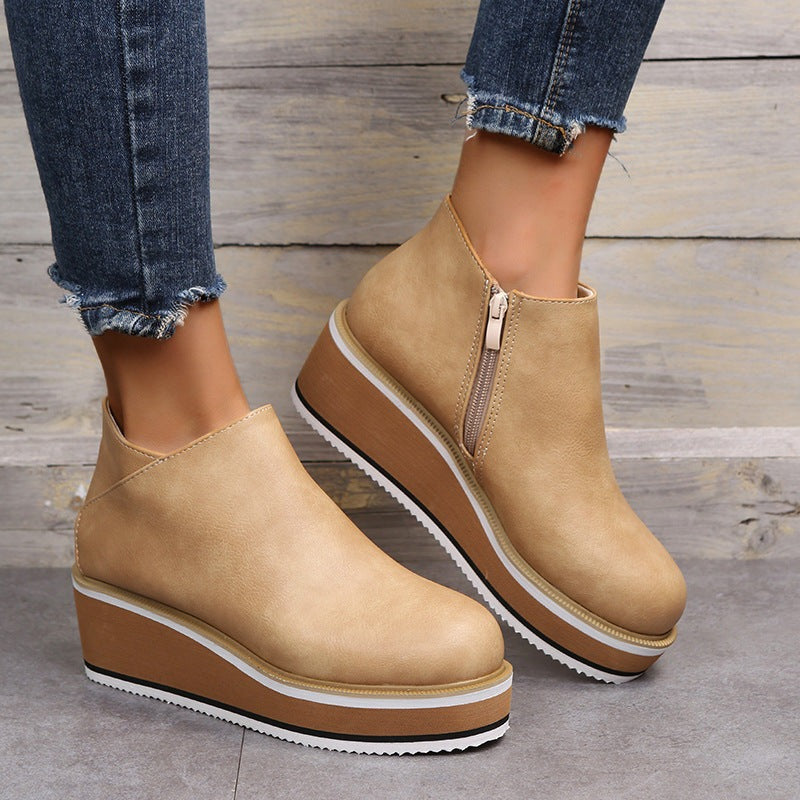 Drune | Flache Leder Plateau-Schuhe mit Absatz für Komfort und Stil