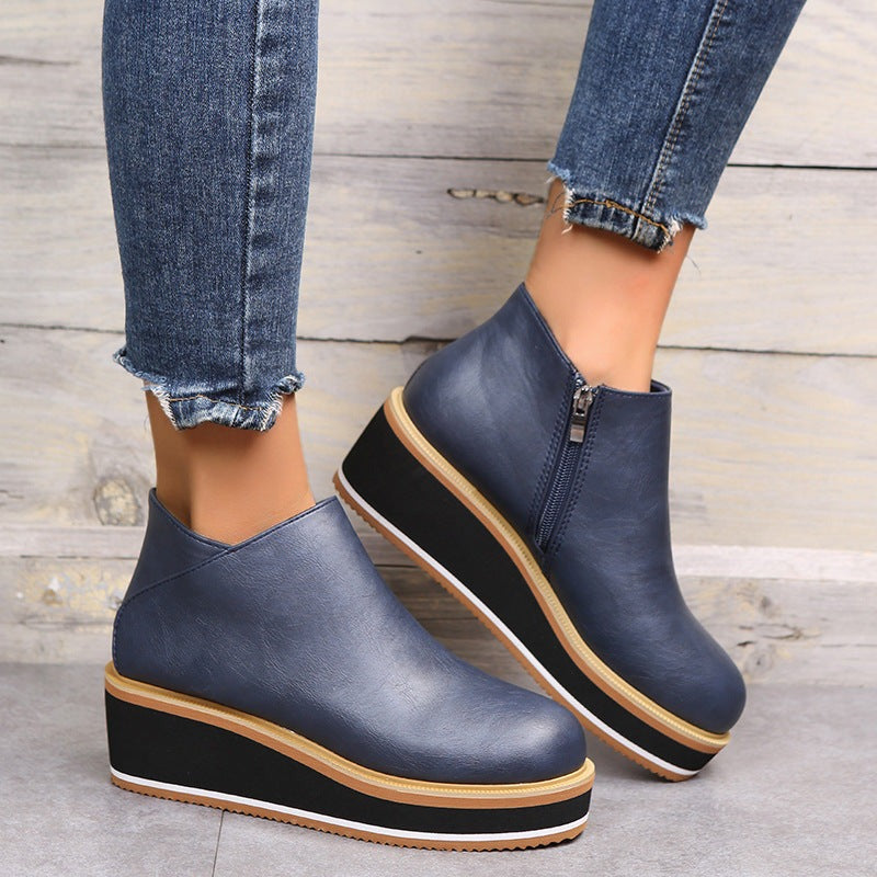 Drune | Flache Leder Plateau-Schuhe mit Absatz für Komfort und Stil