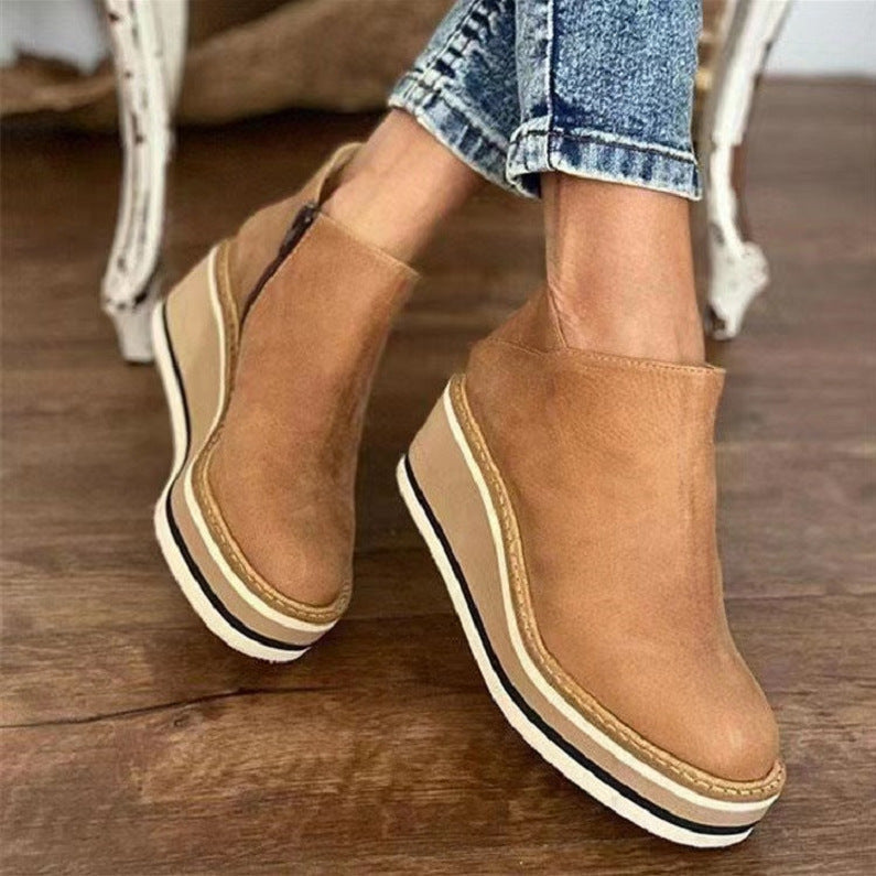 Drune | Flache Leder Plateau-Schuhe mit Absatz für Komfort und Stil