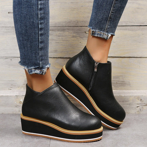 Drune | Flache Leder Plateau-Schuhe mit Absatz für Komfort und Stil