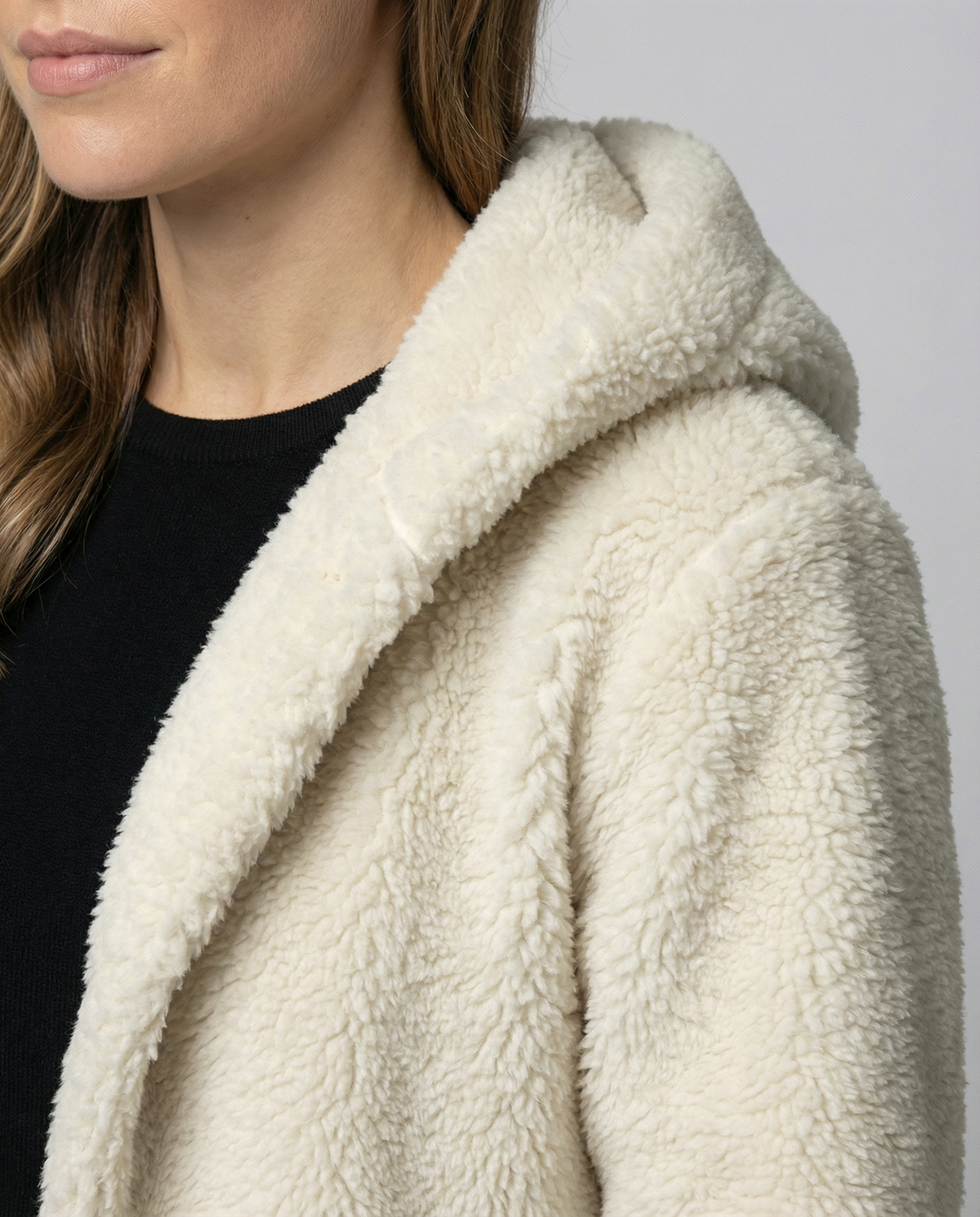 Kuschelweicher Kapuzen Teddy Mantel Damen