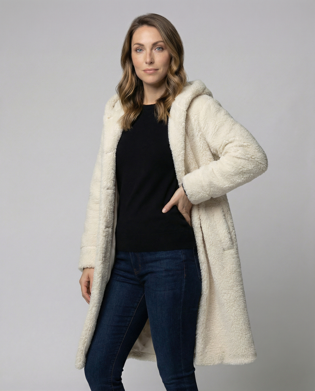 Kuschelweicher Kapuzen Teddy Mantel Damen