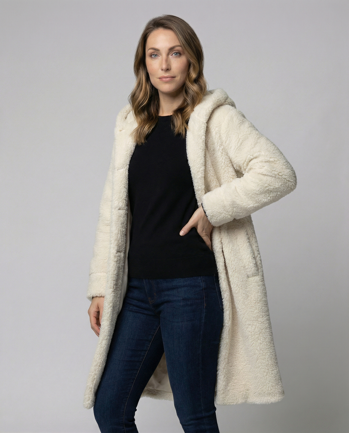 Kuschelweicher Kapuzen Teddy Mantel Damen