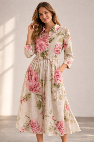 Drune | Elegantes Blumenkleid mit Knopfleiste für Damen