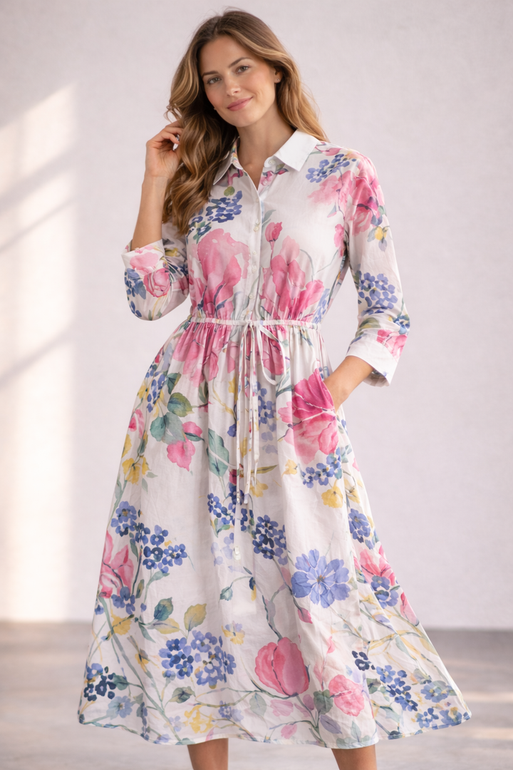 Drune | Elegantes Blumenkleid mit Knopfleiste für Damen