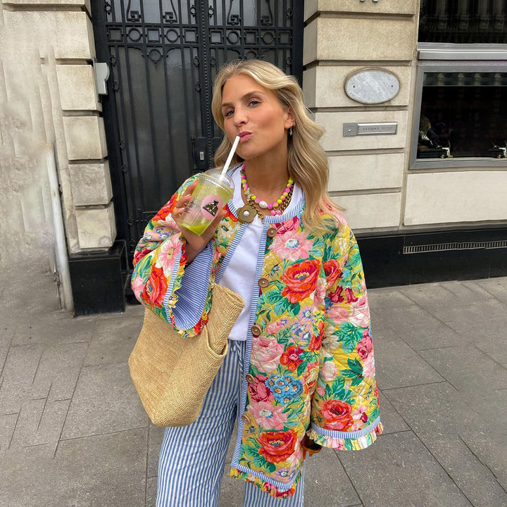 Drune | Blumenmusterjacke mit Warmer Fütterung für Damen
