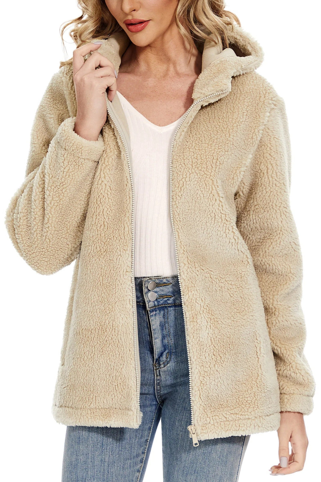 Drune | Flauschige Fleecejacke für Frauen mit Kapuze