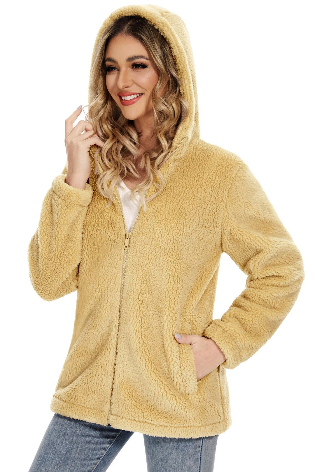 Drune | Flauschige Fleecejacke für Frauen mit Kapuze