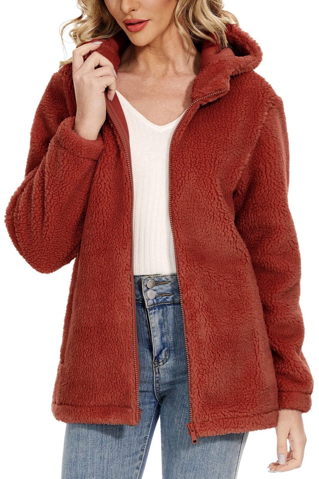 Drune | Flauschige Fleecejacke für Frauen mit Kapuze