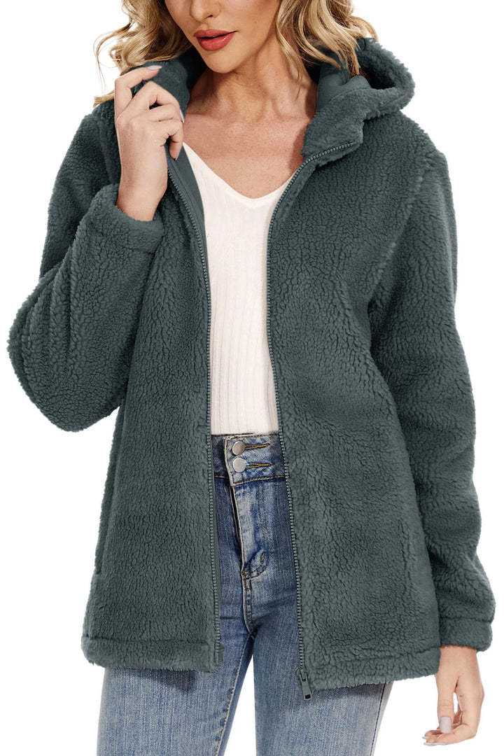 Drune | Flauschige Fleecejacke für Frauen mit Kapuze