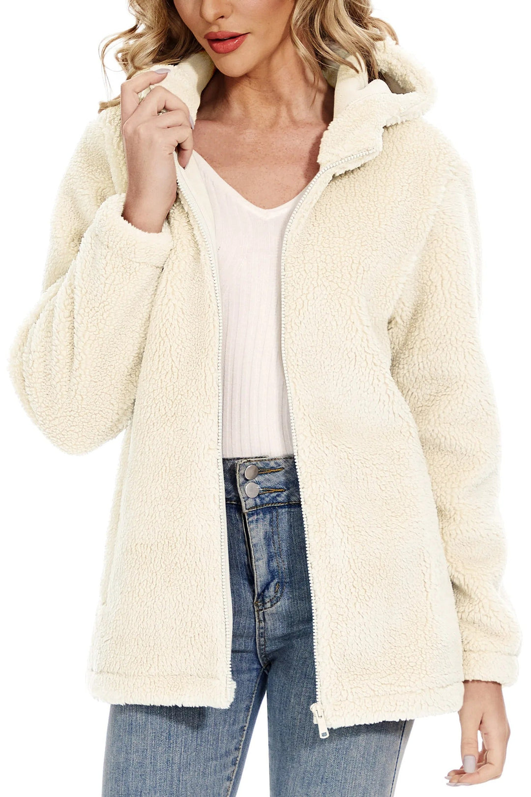 Drune | Flauschige Fleecejacke für Frauen mit Kapuze