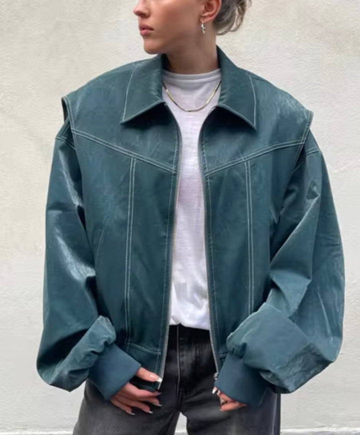 Drune | Lederbomberjacke Im Vintage-Stil