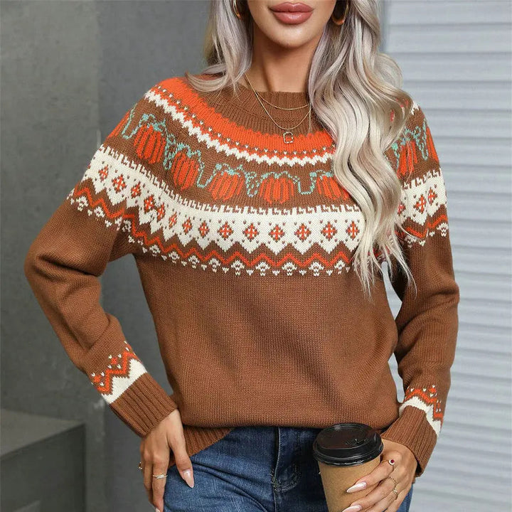 Drune | Weihnachtsstrickjacke Damen - Bequeme Passform - Modernes Norwegisches Muster