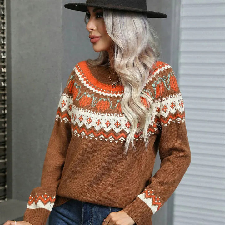 Drune | Weihnachtsstrickjacke Damen - Bequeme Passform - Modernes Norwegisches Muster