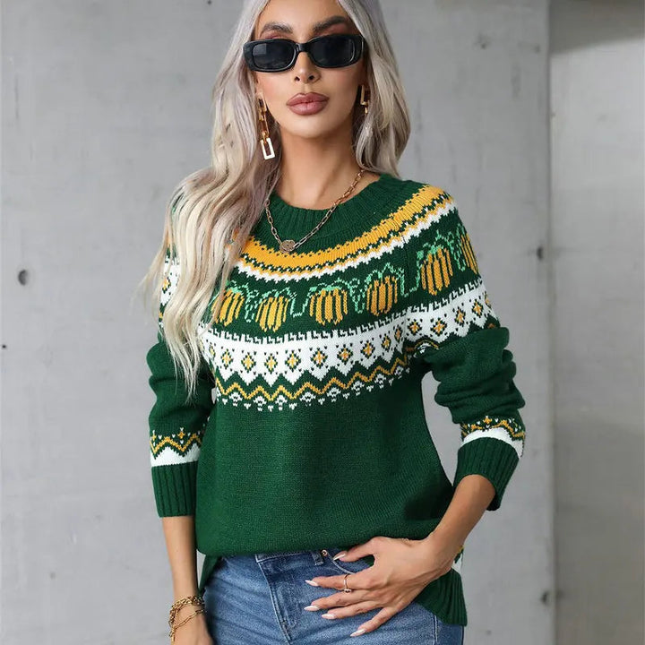 Drune | Weihnachtsstrickjacke Damen - Bequeme Passform - Modernes Norwegisches Muster