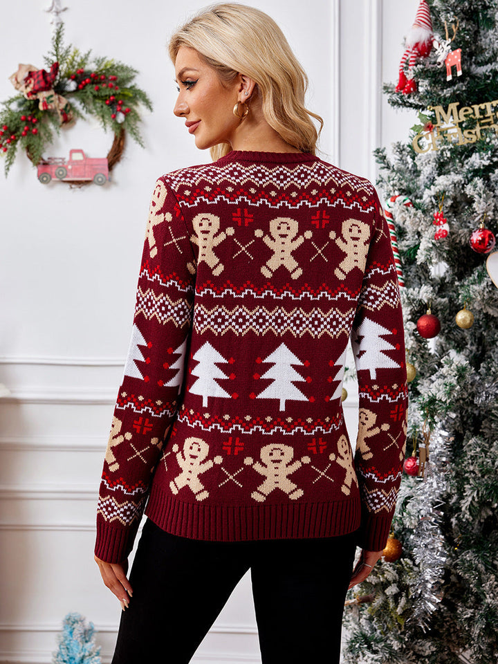 Drune | Weihnachtsstrickjacke Damen - Gestrickt mit Weihnachtsmotiv