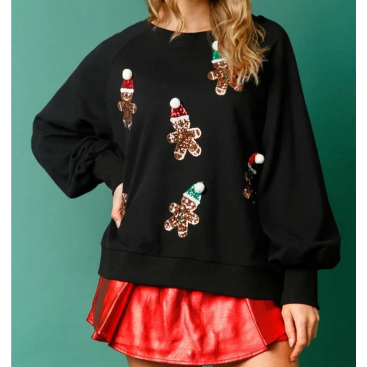 Drune | Weihnachtspullover Damen - Warmer Pullover mit Pailletten und Pompons
