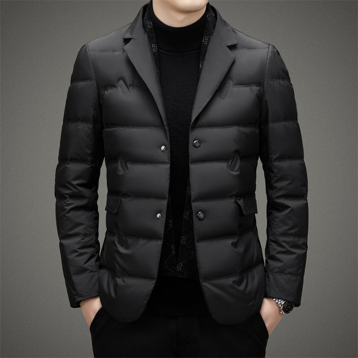 Drune | Daunenjacke Aus Gestepptem Stoff Taillierte Passform Doppelreiher mittellang