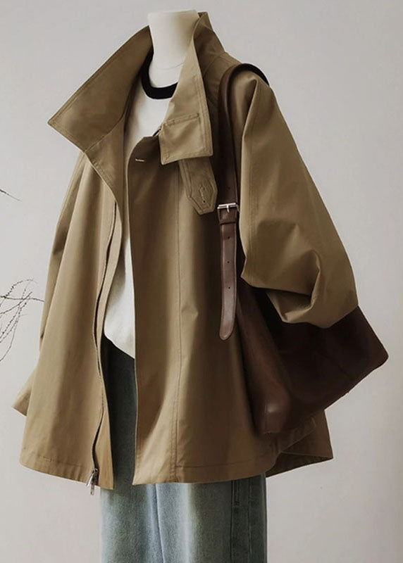 Drune | Damen Trenchcoat mit Reißverschluss und langen Ärmeln