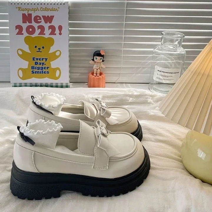 Drune | Schicke Loafer mit Herz-Schnalle und Tartan-Futter