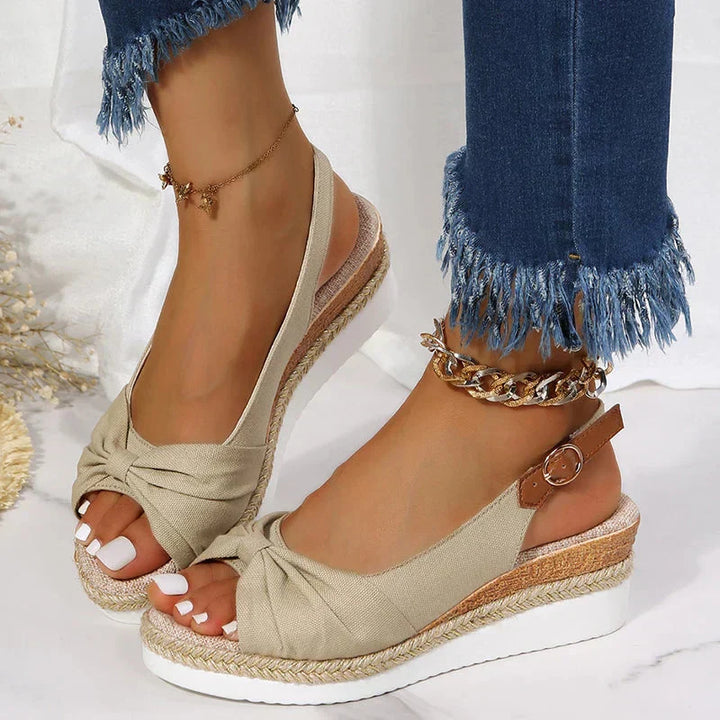 Drune | Sommer-Espadrille-Sandalen mit Schnallenverschluss und Knotendetail