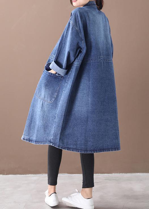 Drune | Denim Blauer Plus Size Trenchcoat Mit Kordelzug