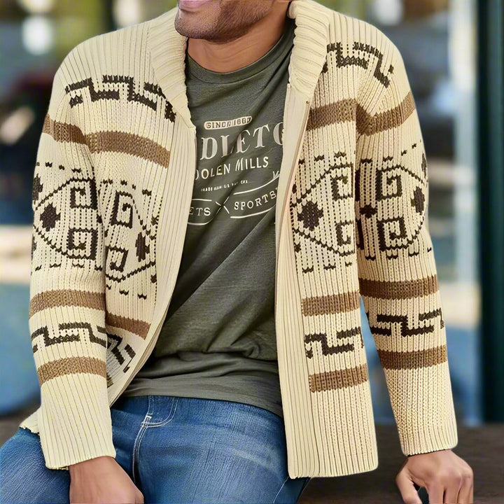 Drune | Herren Strickjacke Mit Retro|Revers