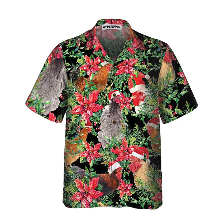 Drune | Lustiges Huhn mit Weihnachtspflanzen Hawaii-Hemd