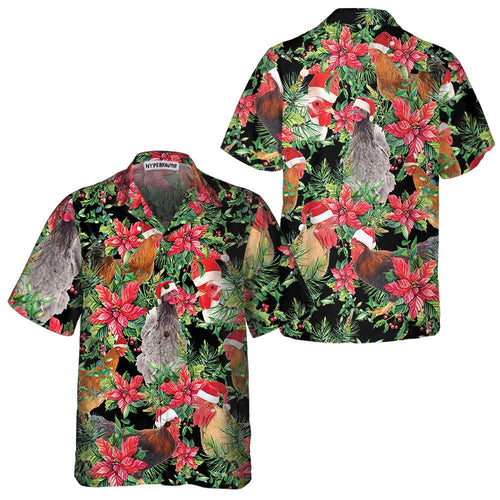 Drune | Lustiges Huhn mit Weihnachtspflanzen Hawaii-Hemd