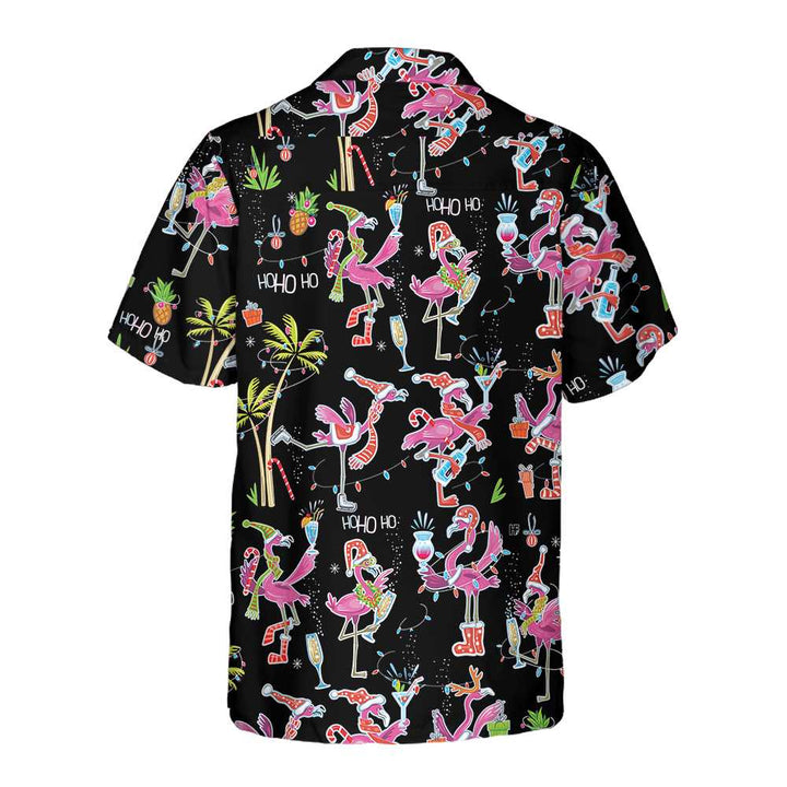 Drune | Lustiges Weihnachtsflamingo-Hawaiian-Shirt, Weihnachts-Tropen-Shirt für Männer, Beste Weihnachtsgeschenk-Idee