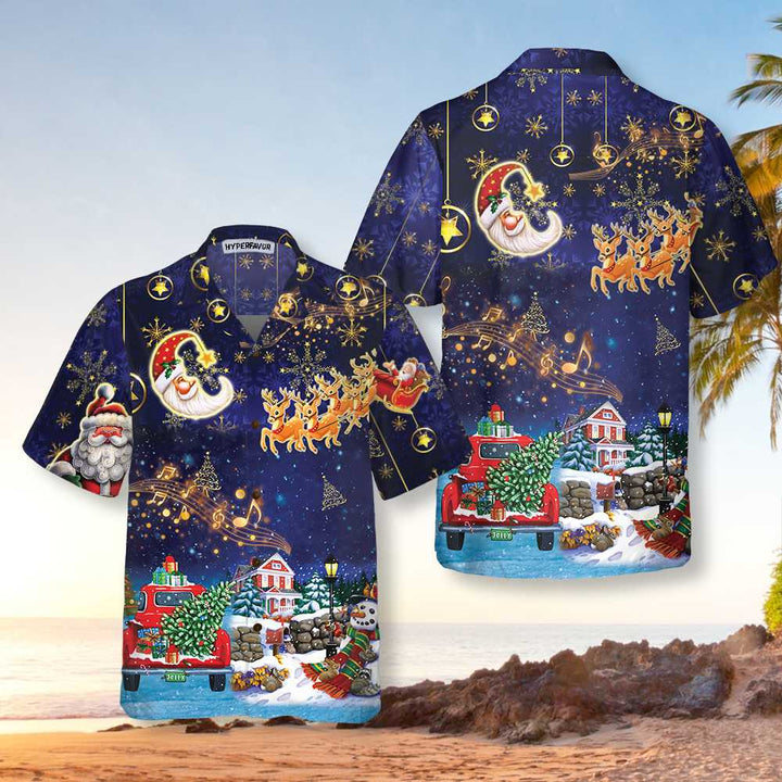 Drune | Lustiges Weihnachts-Himmel Santa Claus Mit Rentieren Hawaii-Shirt, Lustiges Weihnachts-Shirt, Bestes Geschenk Für Weihnachten
