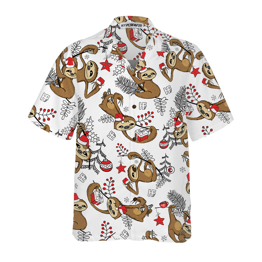 Drune | Lustige Weihnachts-Sloth-Hawaiianhemd, Lustiges Weihnachtshemd, Bestes Geschenk für Weihnachten