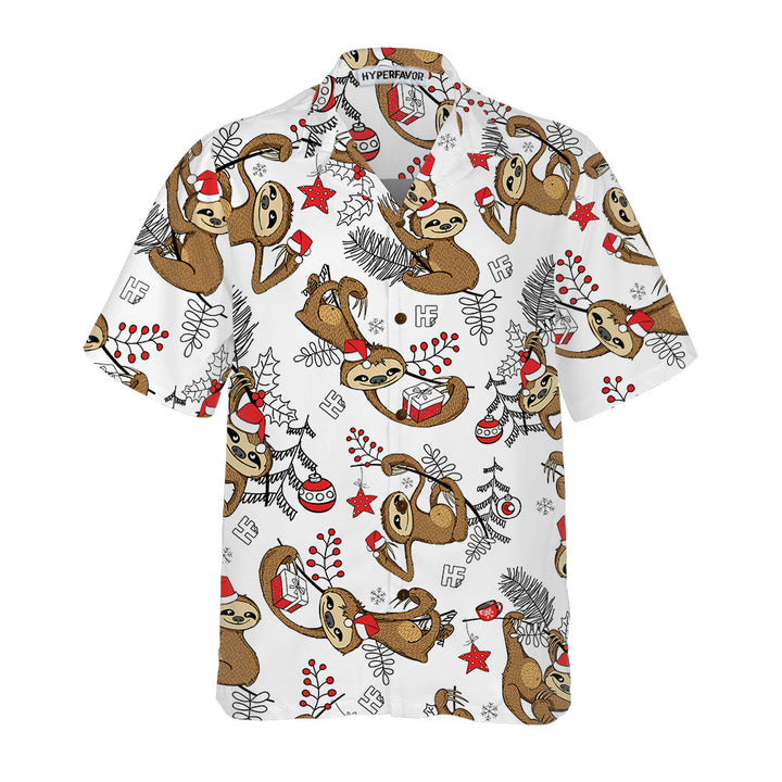 Drune | Lustige Weihnachts-Sloth-Hawaiianhemd, Lustiges Weihnachtshemd, Bestes Geschenk für Weihnachten