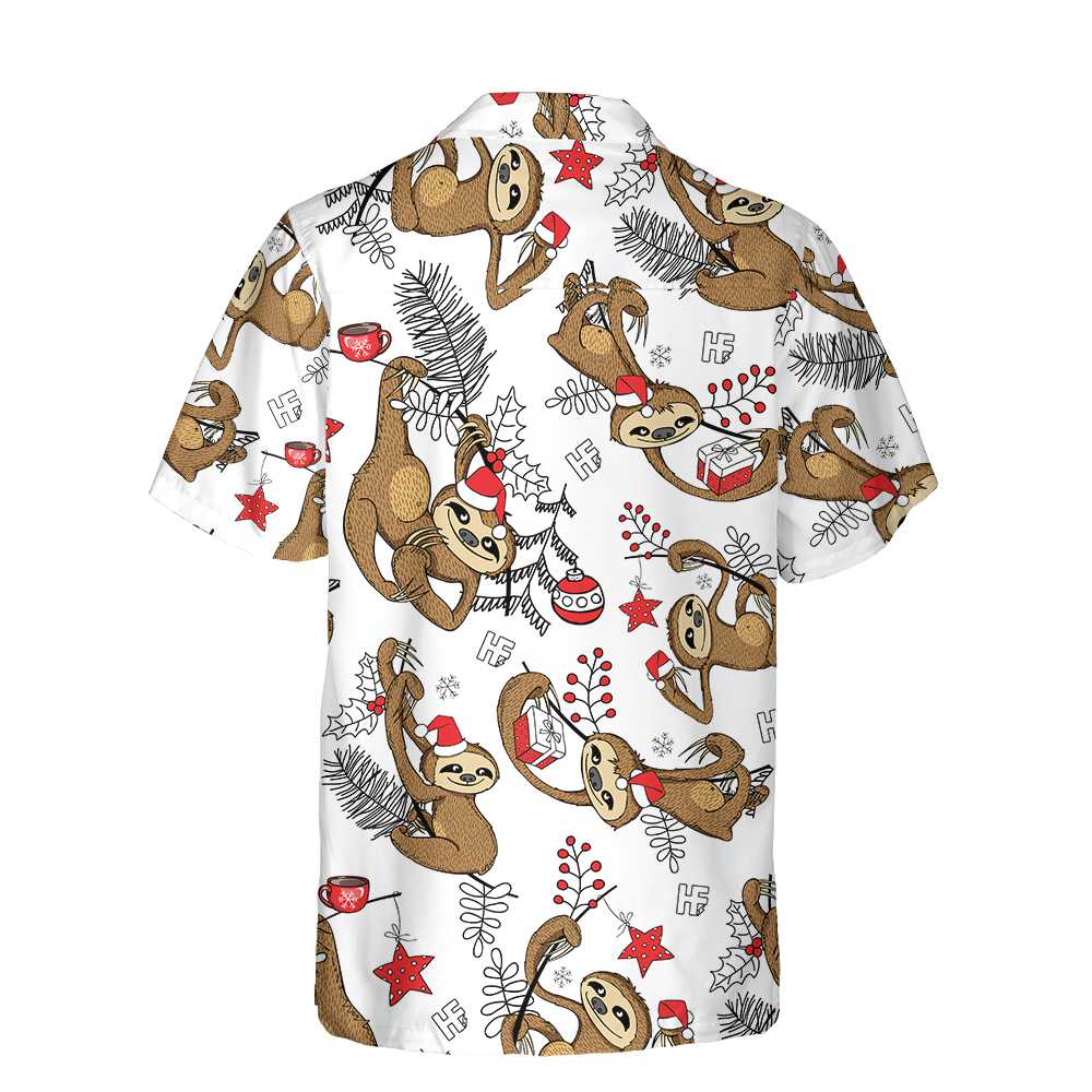 Drune | Lustige Weihnachts-Sloth-Hawaiianhemd, Lustiges Weihnachtshemd, Bestes Geschenk für Weihnachten