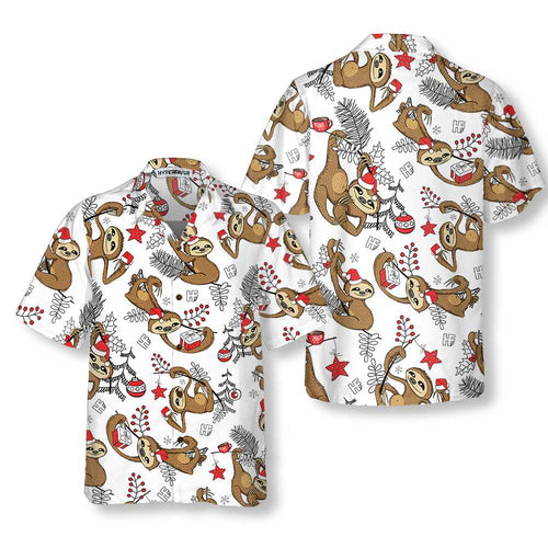 Drune | Lustige Weihnachts-Sloth-Hawaiianhemd, Lustiges Weihnachtshemd, Bestes Geschenk für Weihnachten