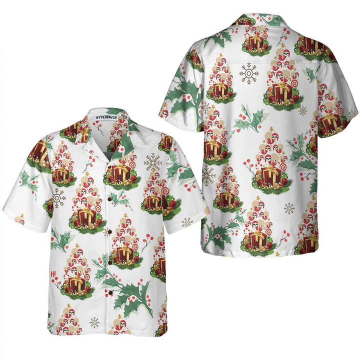 Drune | Lustige Weihnachtsbaum Faultier Hawaii-Hemd, Lustiges Weihnachtshemd, Bestes Geschenk für Weihnachten