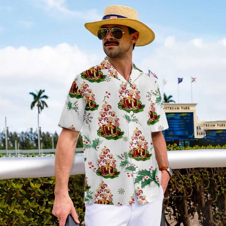 Drune | Lustige Weihnachtsbaum Faultier Hawaii-Hemd, Lustiges Weihnachtshemd, Bestes Geschenk für Weihnachten