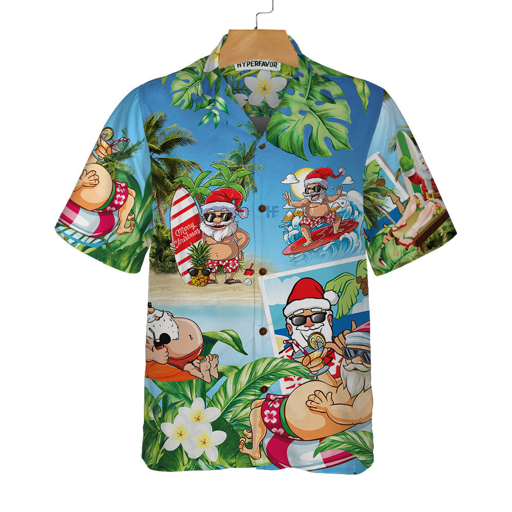 Drune | Lustiger Weihnachtsmann in Aloha-Hawaiian-Shirt, Weihnachtsmann-Hawaiian-Shirt, Bestes Geschenk für Weihnachten