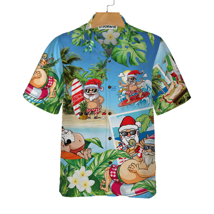 Drune | Lustiger Weihnachtsmann in Aloha-Hawaiian-Shirt, Weihnachtsmann-Hawaiian-Shirt, Bestes Geschenk für Weihnachten