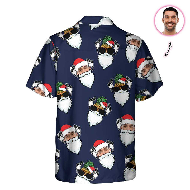 Drune | Lustiger Weihnachtsmann Gesicht Individuelles Hawaiian Shirt, Lustiges Weihnachtsmann Shirt, Personalisiertes Weihnachtsgeschenk