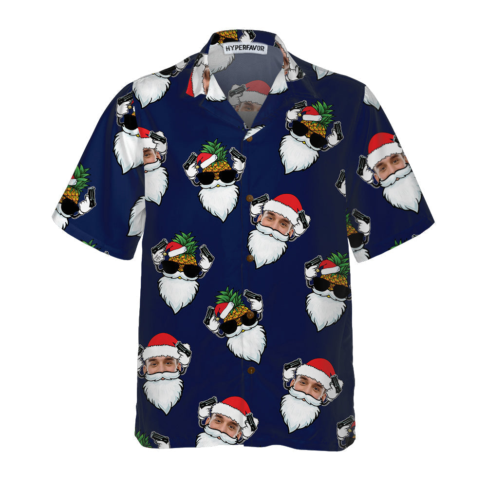 Drune | Lustiger Weihnachtsmann Gesicht Individuelles Hawaiian Shirt, Lustiges Weihnachtsmann Shirt, Personalisiertes Weihnachtsgeschenk