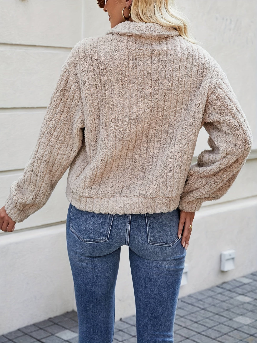 Drune | Weste Kurz Knopfleiste Crème Weste Pelzjacke Frauen