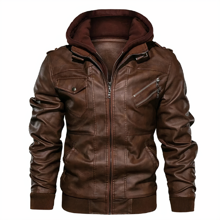 Drune | Stilvolles Lederjacke mit Kapuze