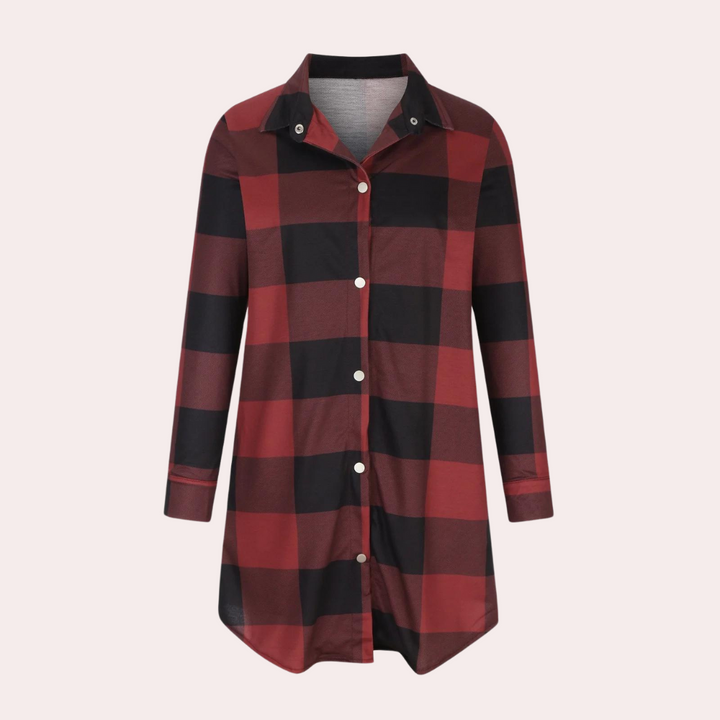 Drune | Kariertes Herbstjacke in Midilänge für Damen