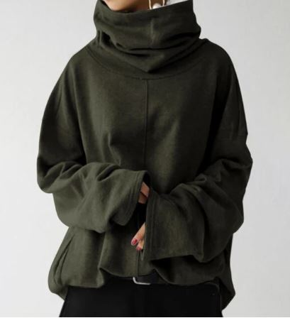 Drune | Damen Langarm-Turtleneck-Sweatshirt mit Taschen
