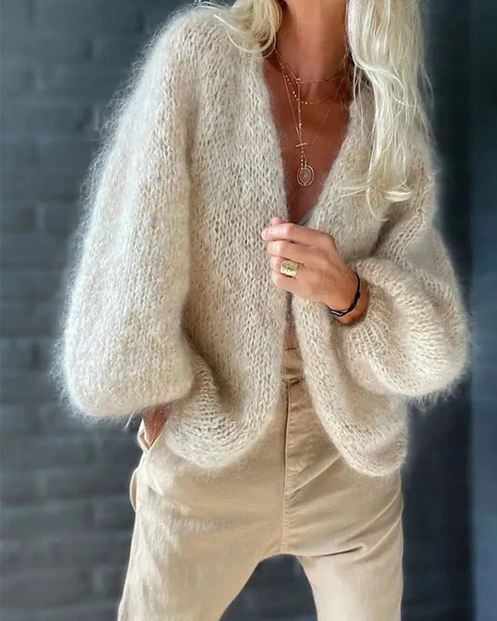Drune | Übergröße Offene Front Grobstrickjacke Damenstrickwaren