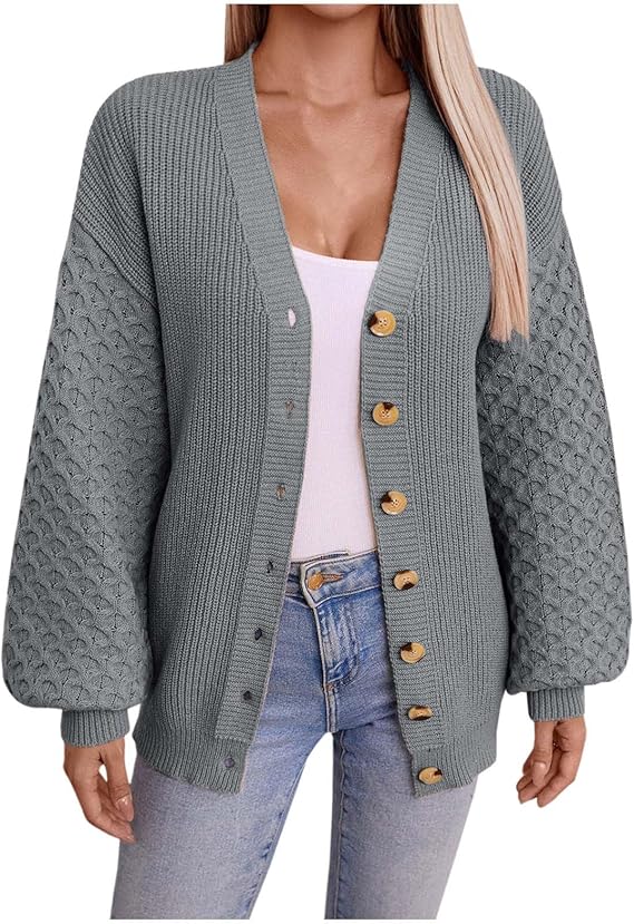 Drune | V Ausschnitt Knopfleiste Übergröße Jacke Damenstrickwaren