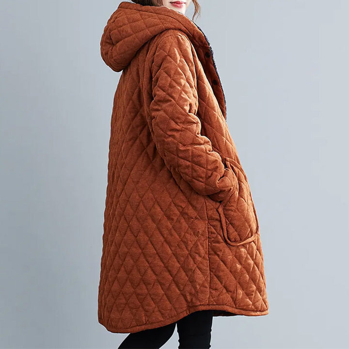 Drune | Damen Kapuzenjacke - Gepolsterte knie lange Jacke